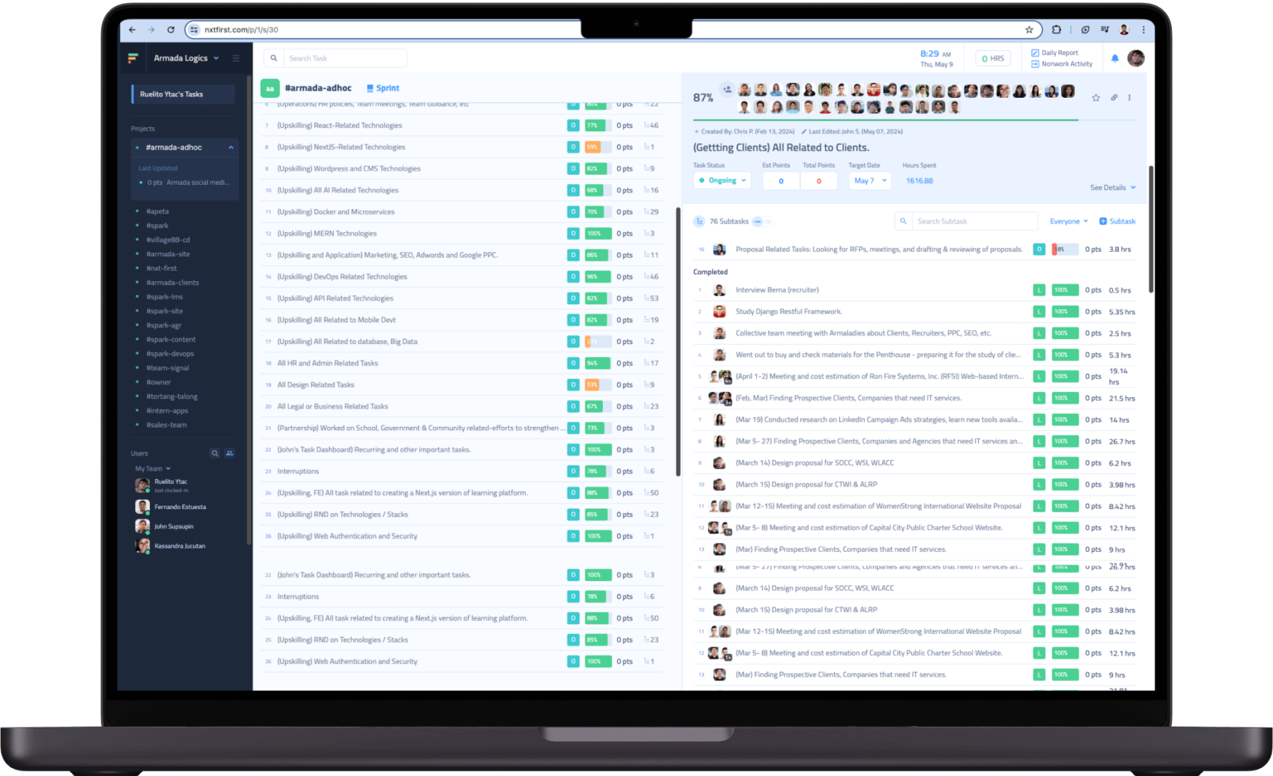 A screenshot of focus tracker app